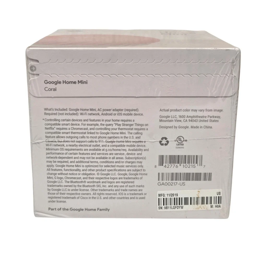 Google Home Mini 1st Gen Smart Speaker Coral GA00217 NIB NEW SEALED